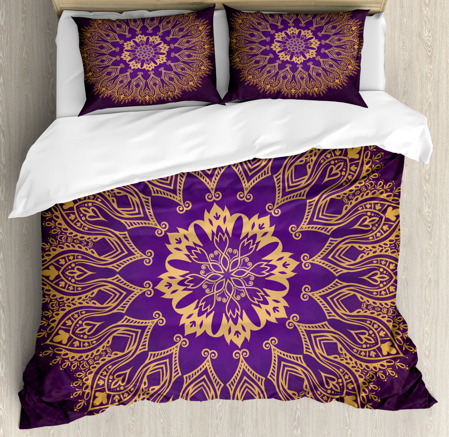 Sacred Geometry Bohemian Duvet Cover or Comforter Purple and Green Mandala Bed Cover