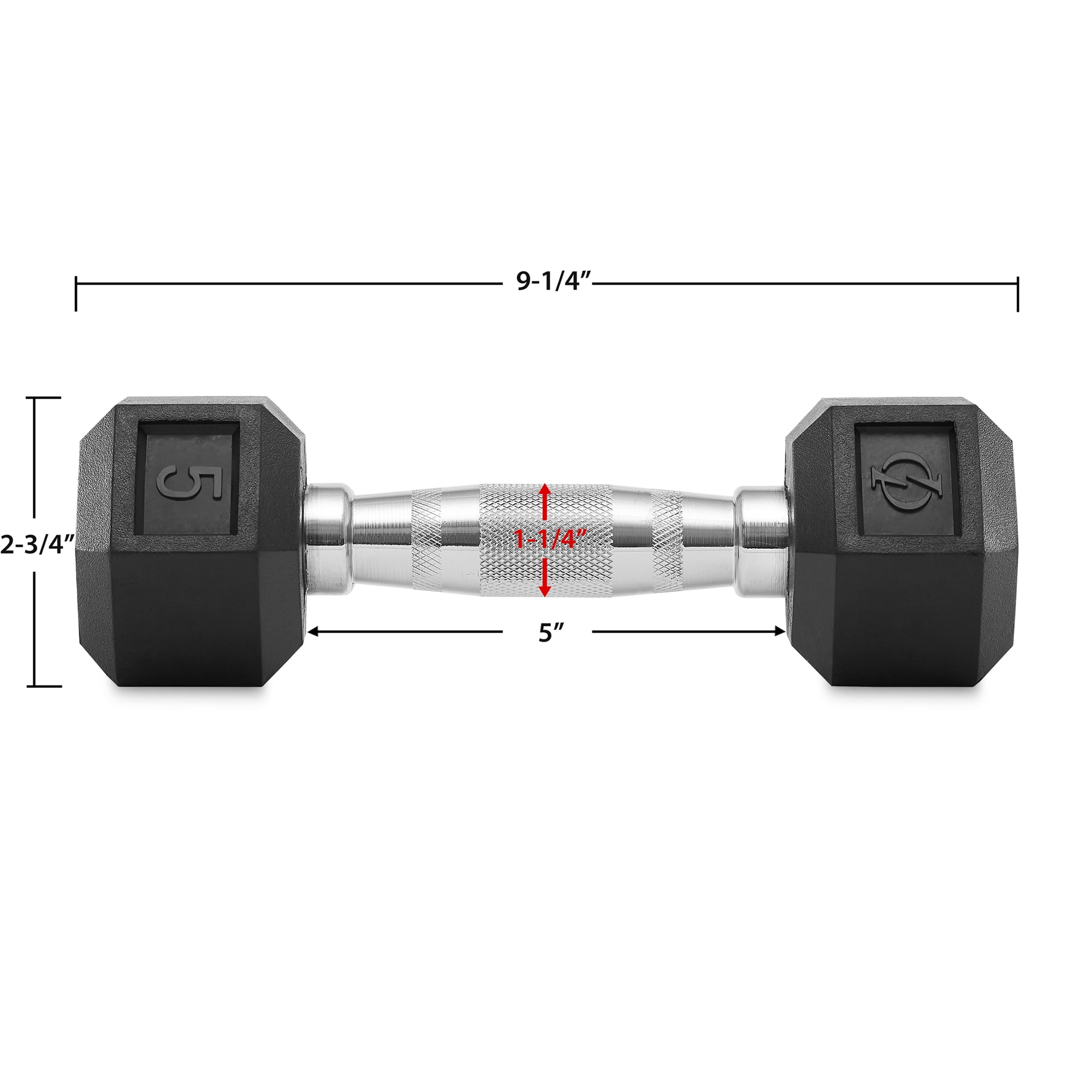 Philosophy Gym Rubber Coated Hex Dumbbell Hand Weights, 5 lb Pair