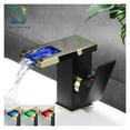 thumbnail image 4 of LED Matte Black Bathroom Sink Faucet Three Colors Change With Temperature LED Waterfall Hot and Cold Water Mixer Taps ,Easy to Use, 4 of 7