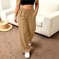 thumbnail image 6 of SBYOJLPB Women's Plus Size Pants Solid Color Elastic Waist Drawstring Pants with Pocket, 6 of 7