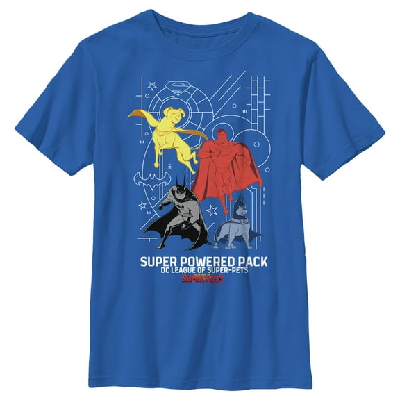 Boy's DC League of Super-Pets Chromatic Super Power Pack Graphic Tee Royal Blue Small