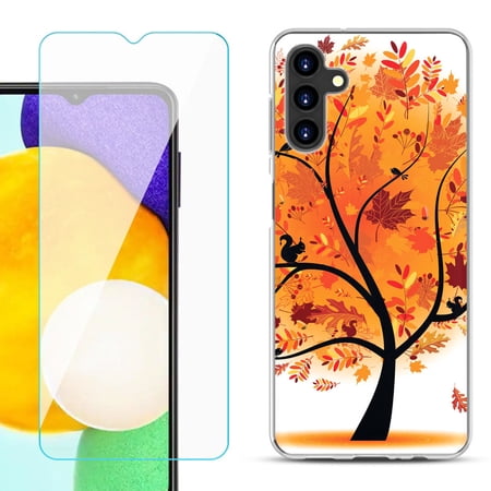 Slim-Fit TPU Fashion Phone Case for Samsung Galaxy A13 5G with Tempered Glass Screen Protector by OneToughShield ® - Golden Tree