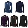 thumbnail image 4 of Women Quarter Zip Pullover Running Shirts Long Sleeve Activewear Tops Tight Workout, 4 of 5