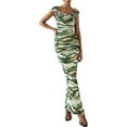 thumbnail image 4 of PRETTYGARDEN Women's Floral Maxi Dress 2025 Summer Off Shoulder Mesh Elegant Cocktail Party Ruched Bodycon Dresses, 4 of 8