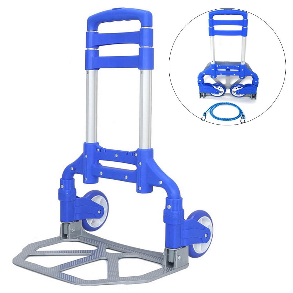Folding Aluminium Cart Hand Truck Dolly Push Collapsible Trolley Luggage 2Wheels 