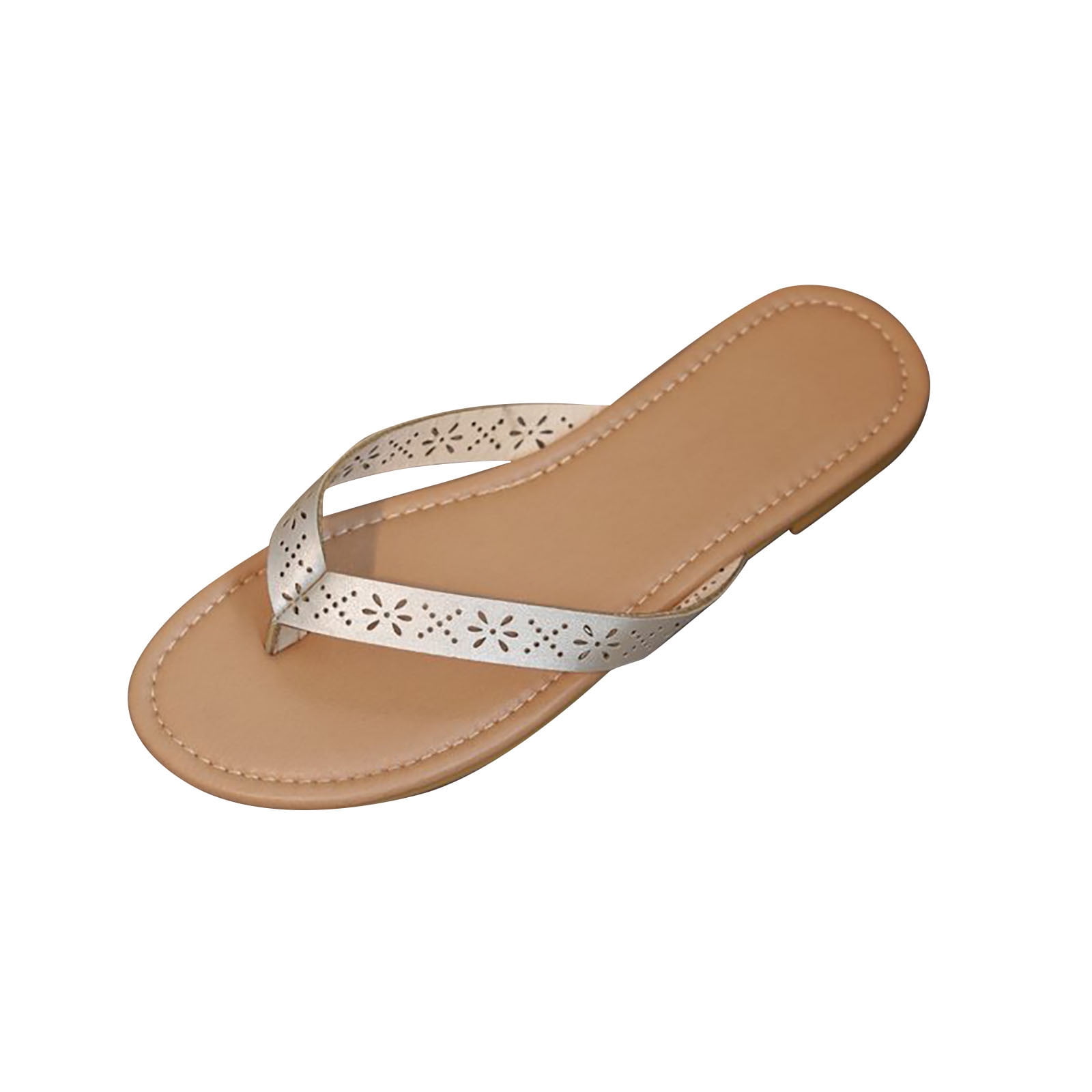 Miarhb Women's Fashion Summer Hollow Flat Non-Slip Slippers Beach Casual Shoes, Size: 8.5, Gold