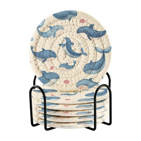 

6 coil coasters 3.94x3.94x0.24 inch water coasters Drink coasters with cup holders Absorbent coasters Heat resistant for bar protection Cute Most Dolphins