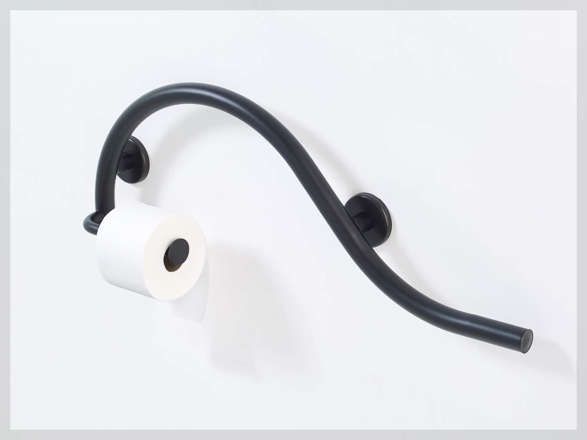 Grab Bar Toilet Paper Holder for Bathroom Safety/304 Stainless Steel/Right/Matte Black/ 30" x 11"