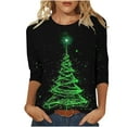 thumbnail image 2 of Craaazy Christmas Gifts For Women Round Neck 3/4 Sleeve Xmas Shirts Santa Pullover Snowman Tops Funny Christmas Tree Sweatshirt Womens Tops, 2 of 5