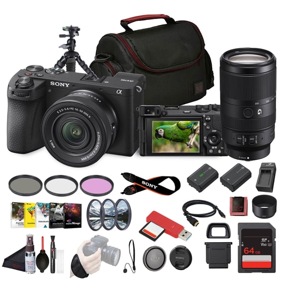 Sony a6700 Mirrorless Camera with 16-50mm II Lens   Sony E 70-350mm f/4.5-6.3 G OSS Lens   64GB Memory Card   NP-FZ100 Battery   Photo Software   Filter Kit   More