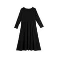 thumbnail image 3 of Girls Tiered Maxi Dress, Solid Color Long Sleeve Flowy Dress with Side Pockets, Perfect for School Concerts, Holidays & Dress-Up Play,Black,150, 3 of 4