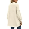 thumbnail image 2 of Avamo Ladies Cardigan Open Front Outwear Solid Color Knit Cardigans Lightweight Tunic Tops Work Apricot L, 2 of 3