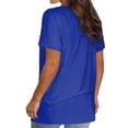 thumbnail image 3 of Pompotops Chemise Décontractée Confortable à Col en V avec Poche, Coupe Ample, Manches Courtes pour Femmes, 3 of 6