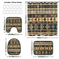 thumbnail image 6 of 4 Pcs Boho Tribal Ethnic Bathroom Shower Curtain Set with 12 Hooks Bath Mat Toilet Lid Cover, 6 of 8