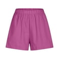 thumbnail image 5 of Elastic Waist Linen Shorts with Pockets Womens Lightweight Casual Summer Loose Shorts Plus Size Beach Hot Pants (4XL, Hot Pink), 5 of 6