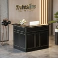 thumbnail image 7 of Tribesigns Bar Cabinet, L-Shaped Home Bar Table with Stemware Racks, 4-Tier Corner Bar Unit Liquor Wine Bar Table Reception Desk, Black, 7 of 7