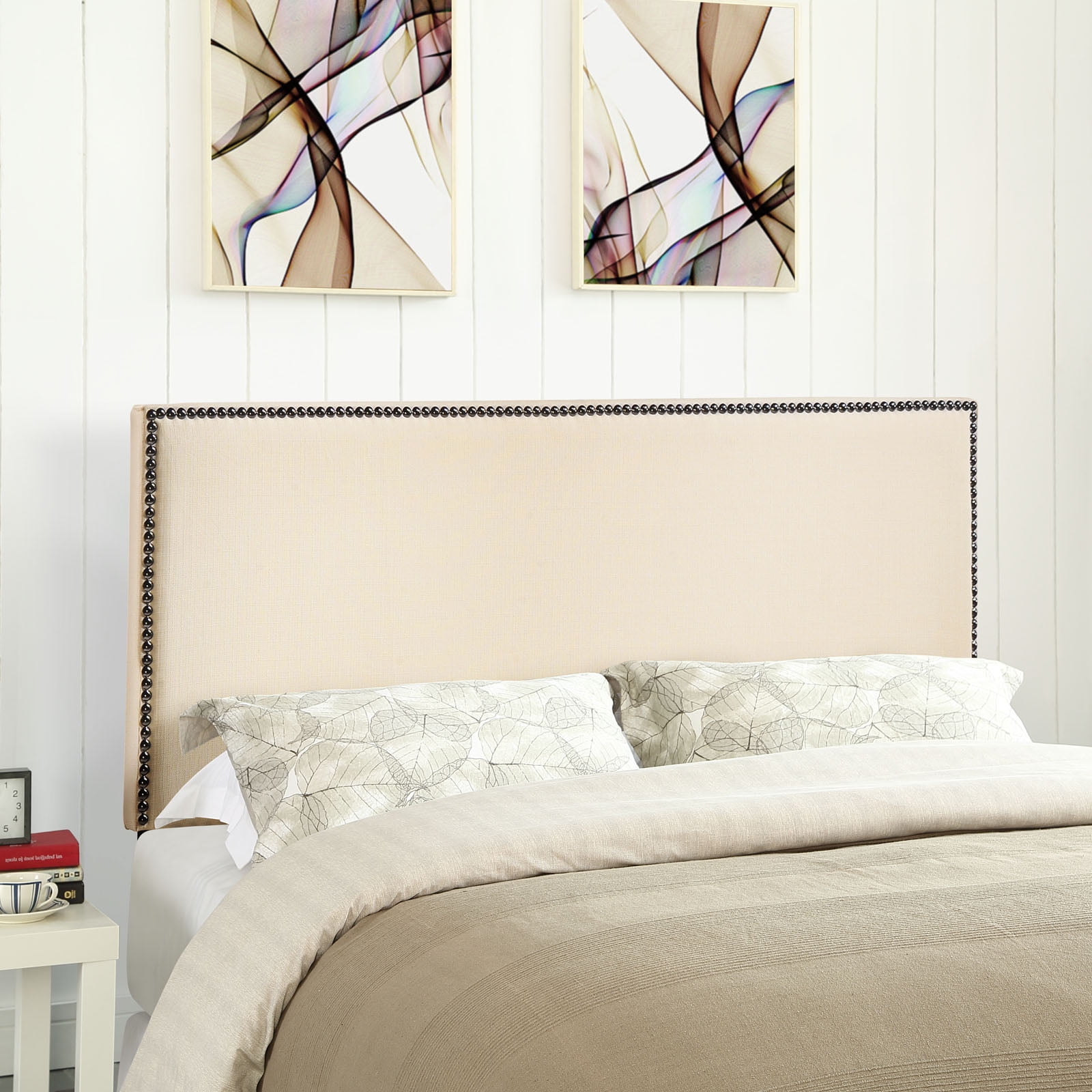Modway Region Linen Fabric Upholstered Queen Headboard in Ivory