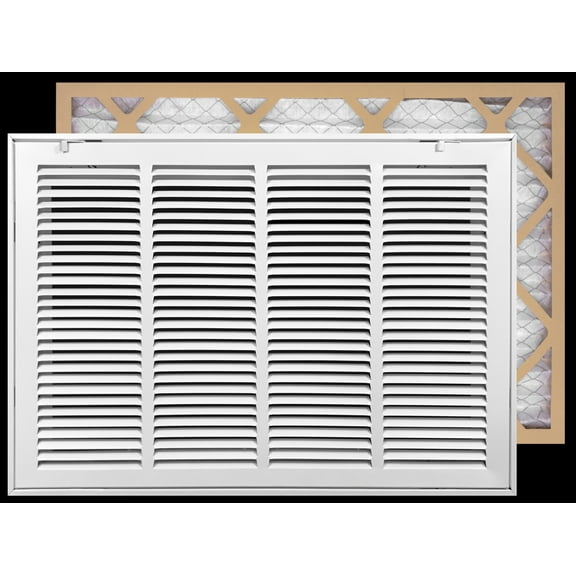 Fits 24x12 Duct Opening | Filter Included Steel Return Air Filter Grille by Handua [Removable Door] for 1-inch Filters | Vent Cover Filter Grill | White | Outer Dimensions: 26 5/8"W X 14 5/8"H