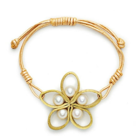 Eco Opulence Blossom Flower Cultured Pearl Cord Bracelet