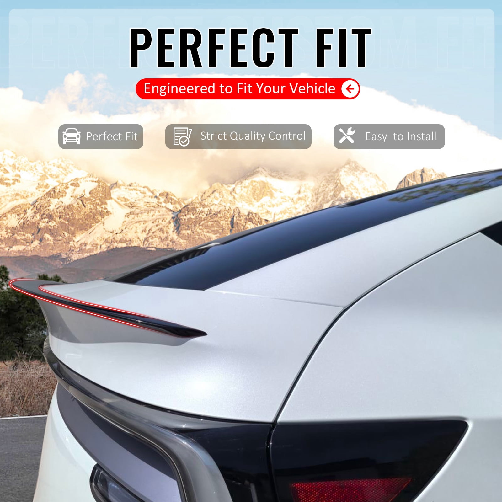 Ikon Motorsports Trunk Spoiler Compatible with 2026 Tesla Model Y Juniper, OE Style Matte Black ABS Plastic Add-on Rear Trunk Lid Spoiler Wing Lip