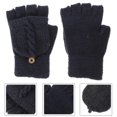 thumbnail image 2 of 1 Pair Fingerless Gloves Women Warm Knitted Gloves Flap Mittens Half Finger Gloves-FCY, 2 of 2
