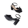 thumbnail image 5 of DREAM PAIRS - Sandalias de tacón con nudo de lazo para mujer, tacón alto y grueso, puntera abierta, correa al tobillo, para boda, fiesta nupcial, 5 of 5
