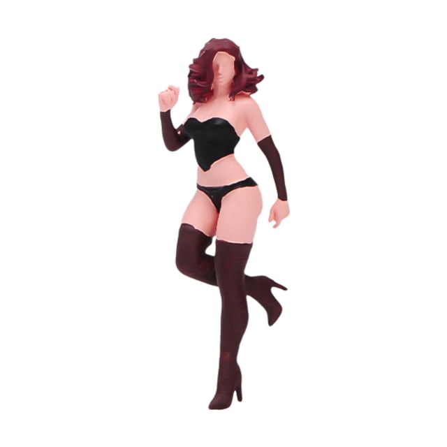 Miniatura Figura Chica Figura de Pie con Botas Largas Modelo Femenino de Resina Accesorio para Maquetas Adecuada para Decoración Fotografía