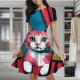 thumbnail image 2 of Cute Cat Theater Curtain Women's Classic Swing Skater Dress Casual Work Party Cocktail Dresses, 2 of 6