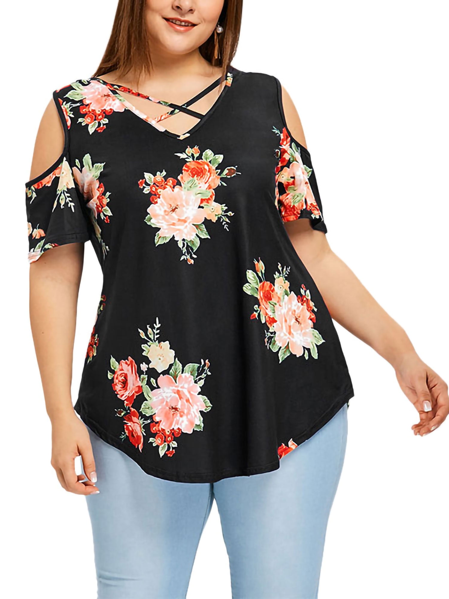 UKAP Women Boho Casual Floral Print Pullover Blouse Tunic Top Classic ...