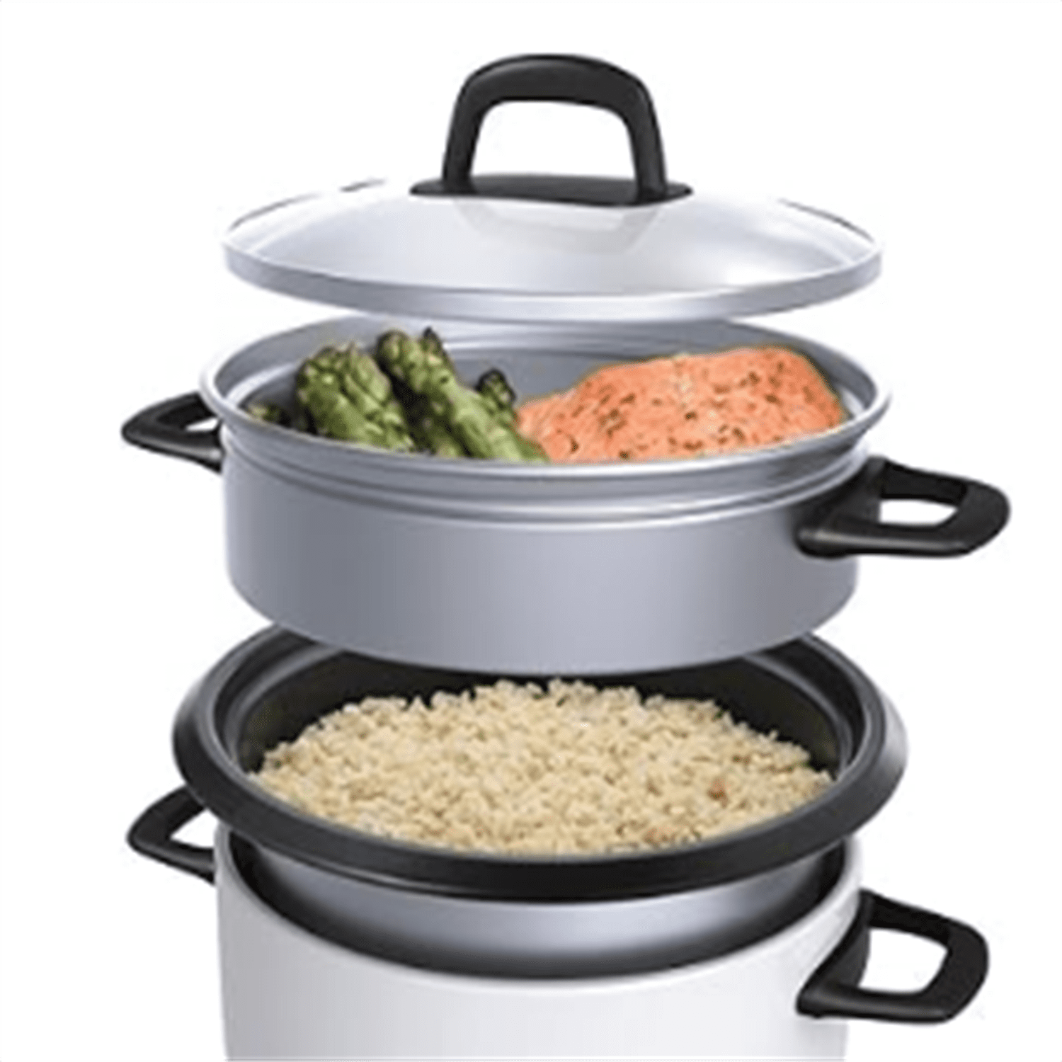 Housewares 14-Cup (Cooked) (7-Cup UNCOOKED) Pot Style Rice Cooker and Food Steamer,White