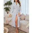 thumbnail image 2 of Richie House Women Kimono Sexy Robes Long Knit Bathrobe V-neck Casual Loungewear RHW2905, 2 of 6