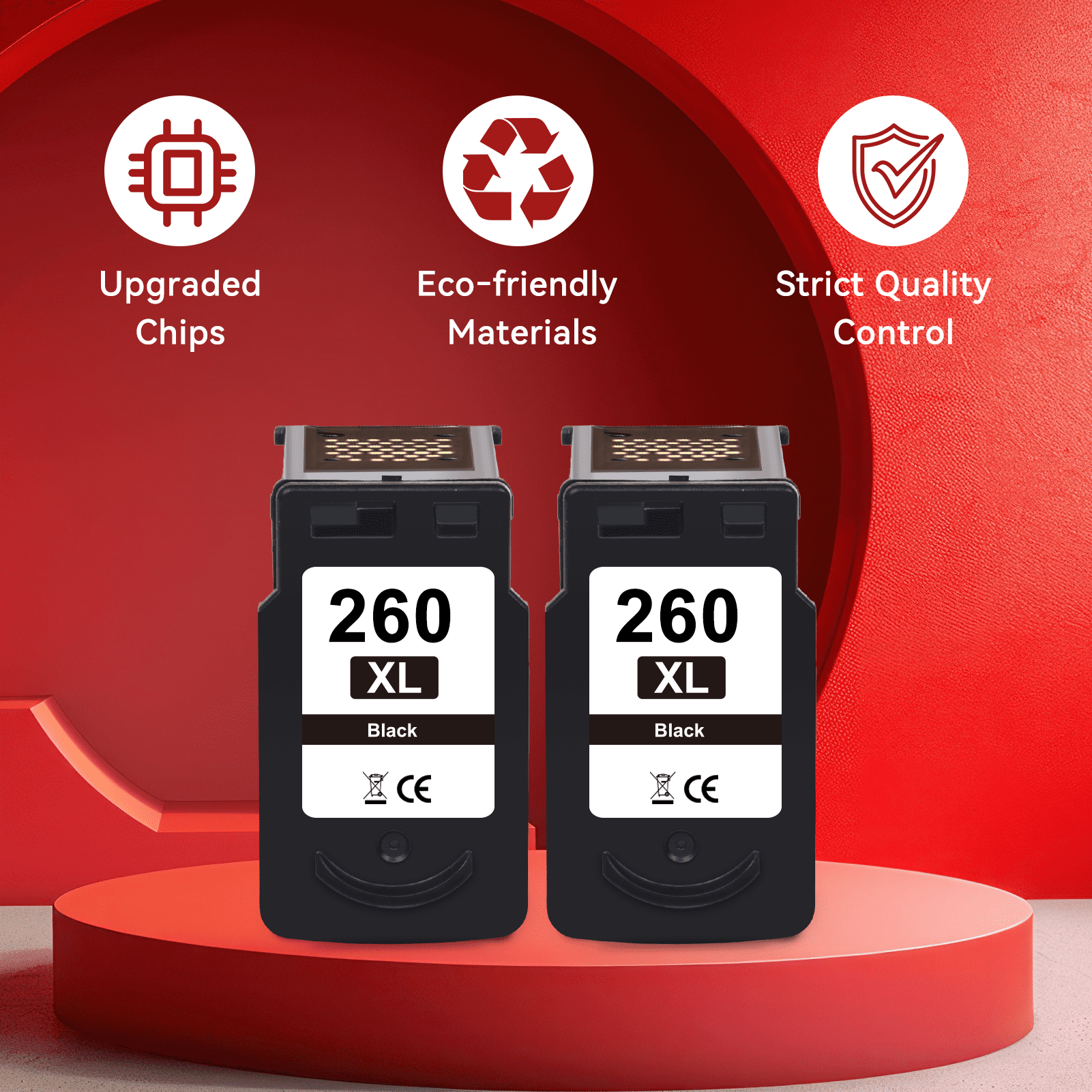 260XL Black Ink Compatible for Canon 260 Black Ink for Canon Ink 260 PG-260XL for TS6420 Printer (2 Black)