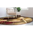 thumbnail image 4 of Unique Loom Barista Urban Distressed Area Rug 8' x 8' Round Multi/Olive, 4 of 10