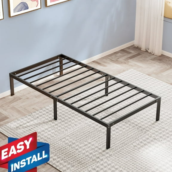 Beddle Twin Size Bed Frame,Metal Bed Frame,No Box Spring Required,Quiet & Sturdy,Black