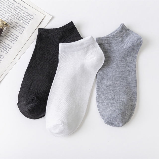 2022 Nuevo Negro Y Blanco Gris Tubo Corto Calcetines De Los Hombres Y Las Mujeres color Sólido Tobillopangjing