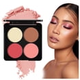 thumbnail image 1 of Beauty Blush Small Light Bulb Light And Shadow Four Color Plate Multi Functional Makeup Plate Repairing Powder Highlight Shadow Velvet Texture Breathable Natural Rouge Powder, Blush for Women, 1 of 9
