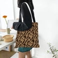 thumbnail image 6 of DouZhe Reusable Grocery Bags, Modern Animal Print Brown Lightweight Polyester Canvas Cloth Tote Bag for Travle Gym Shopping School, 15" x 16", 6 of 7
