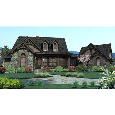 TheHouseDesigners-2138 Craftsman Cottage House Plan with Slab Foundation (5 Printed Sets)