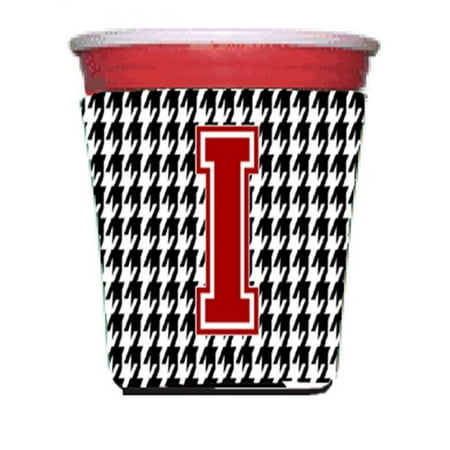 

Houndstooth Monogram Initial I Red Solo Cup Hugger