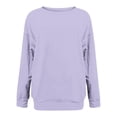 thumbnail image 3 of Chemises de Compression à Manches Longues pour Femmes à Col Rond Uni Plus Sweat-Shirt Oversize Pulls Coupe Ample à la Mode des Hauts Légers pour les Femmes de Grande Taille Gris M, 3 of 4