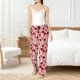 thumbnail image 4 of Balery Rose Flowers Pantalones de pijama para mujer, pijamas ultraligeros, pantalones de estar por casa-Small, 4 of 6