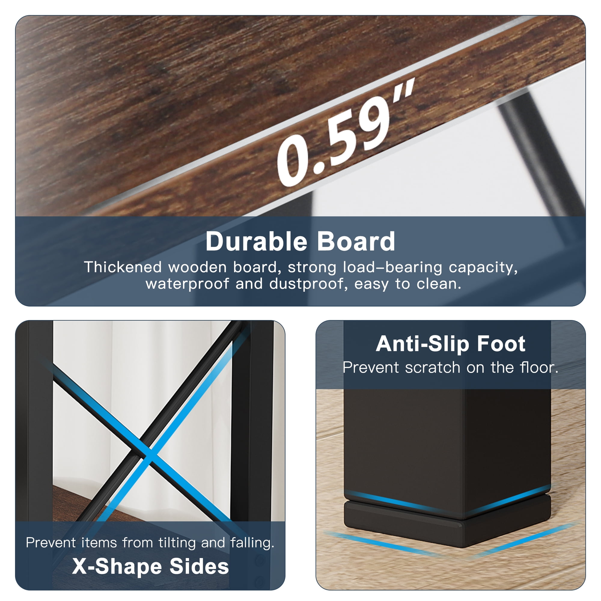 Demi Bonn 7 Tier Corner Bookshelf, Bookshelves, Open Etagere Bookcase Shelf Storage Organizer, Storage Shelving Unit for Bedroom, Living Room and Home Office, Brown