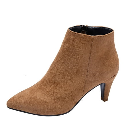 

qipaqil Women s Toe Leopard High Ankle Pointed Heel Print Boots Zipper Fashion Suede women s boots Women Lace up Boots