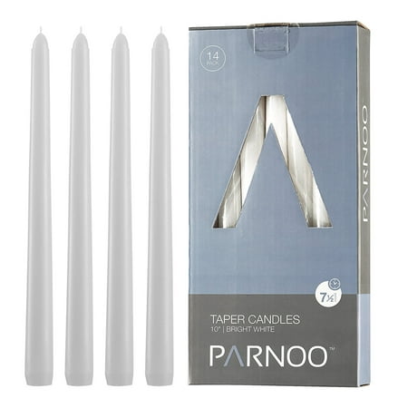 Tall Floor Candles 14 White Taper Candles 10 Inch Tall 3/4 Inch Thick Burn 7.5 Hours (Color Is Core and Overdip ) ()