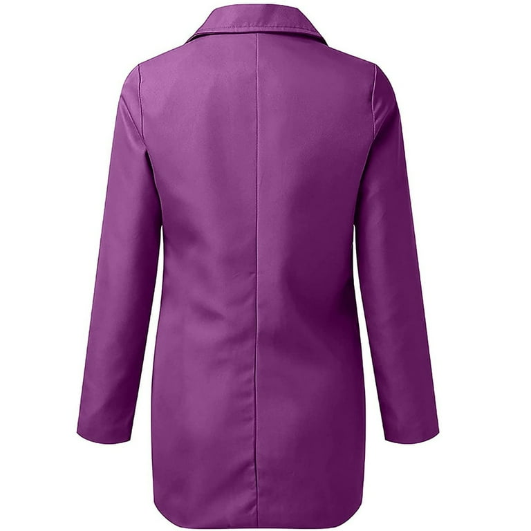 Womens Fashion Fall Deals Women's Top Office Coat Long Cardigans Suit with  Pocket Winter Fashion Top Solid Color Lapel Long Sleeve Lightweight Shacket  Jacket Casual Plus Size for Mujer Purple XXXXL 