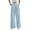 Blue, variant on WomensPants Casual High Waist Pleated Trousers Loose Wide Leg Style Lightweight Breathable Comfort Beige L