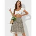 thumbnail image 2 of DARING DIVA Women's Floral Chiffon Layer Ruffle Hem Midi Skirt M Black, 2 of 6