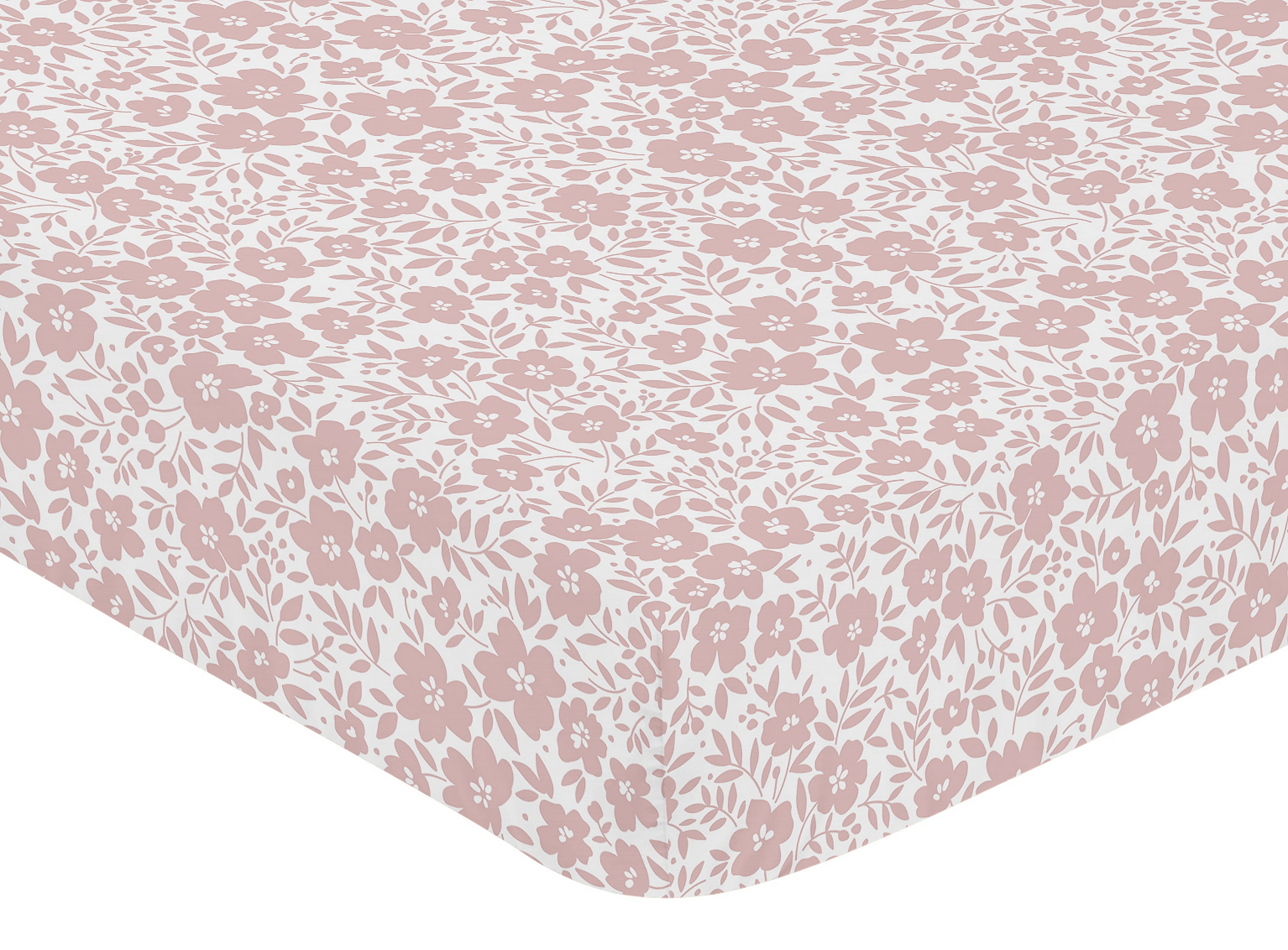 Sweet Jojo Designs Floral Pink and White Fitted Crib Sheet