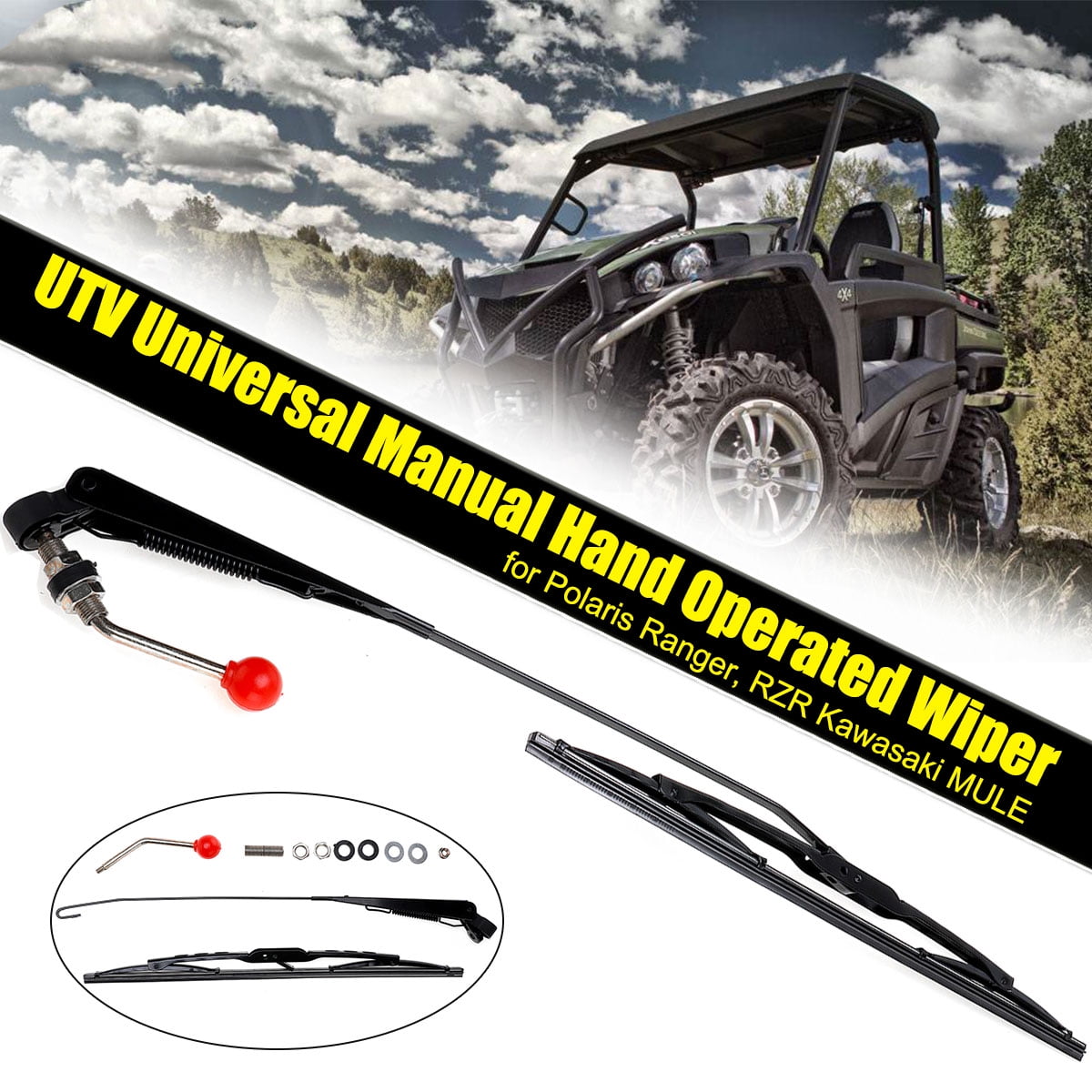 RZR 900 1000 UTV Manual Hand Operated Windshield Wiper for Polaris Ranger