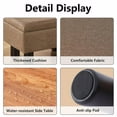 thumbnail image 4 of Foot Stool Ottomans Linen Footrest Storage Ottoman Step Stool Seat with Solid Wood Legs Modern Accent Stools for Couch Living Room Brown, 4 of 7